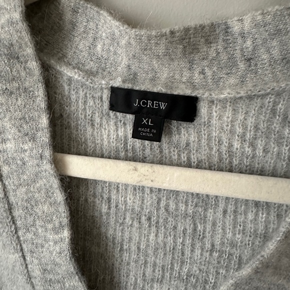 J. Crew Ribbed V-Neck Cardigan Sweater, Light Grey - Picture 4 of 6
